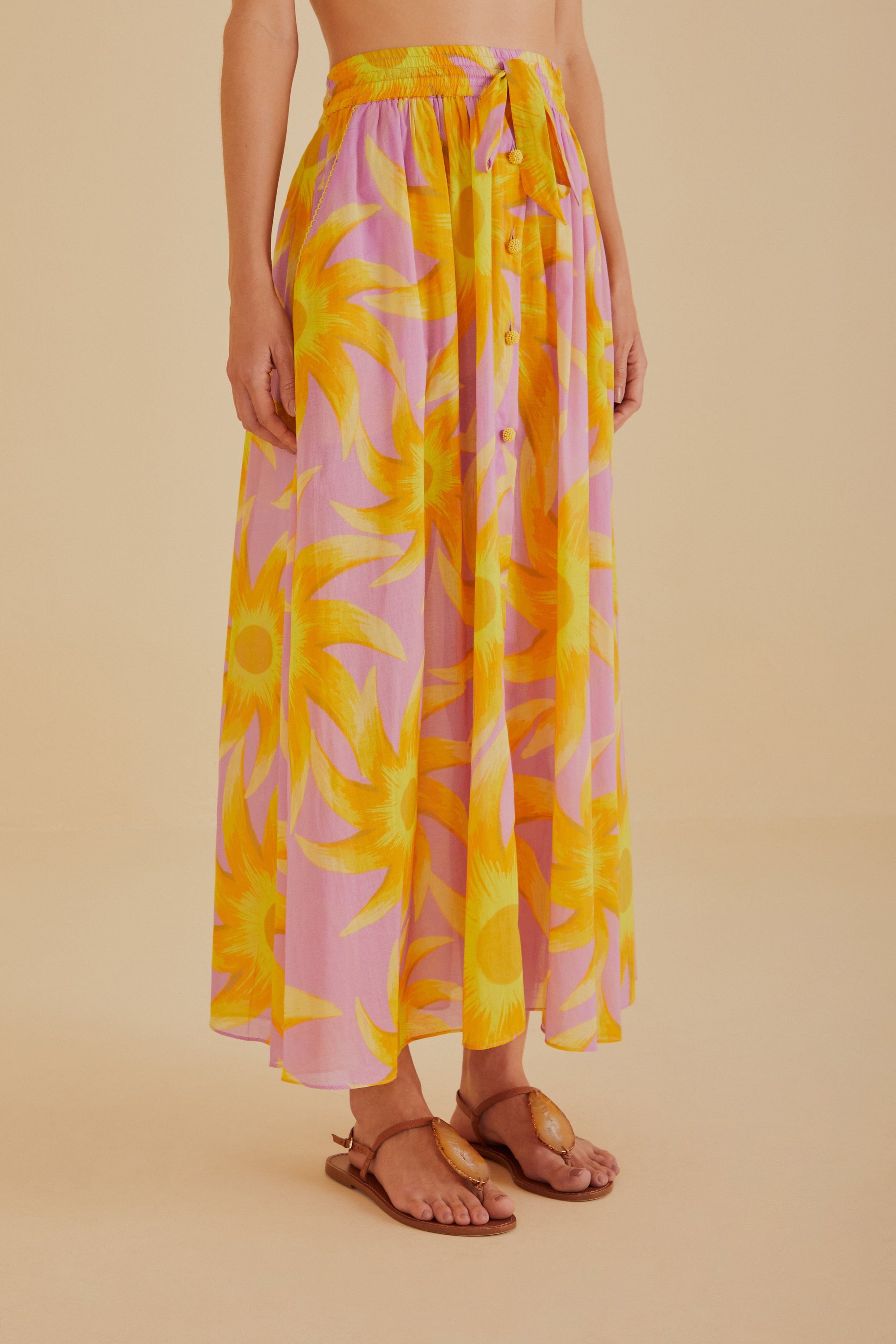 Jupe longue Sunny Side en coton - Jaune