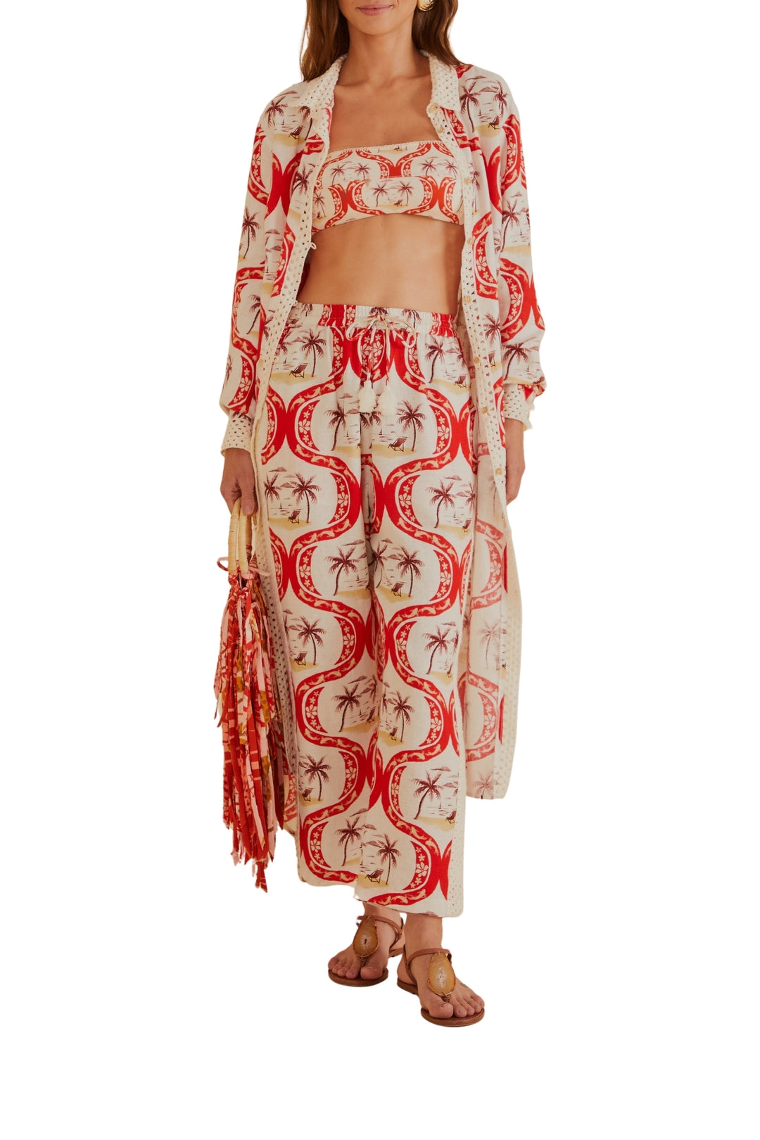 Pantalon Summer Beach en lin - Rouge