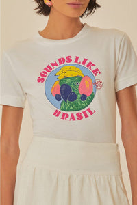 T-shirt Sounds Like Brasil Baby Look en coton - Blanc