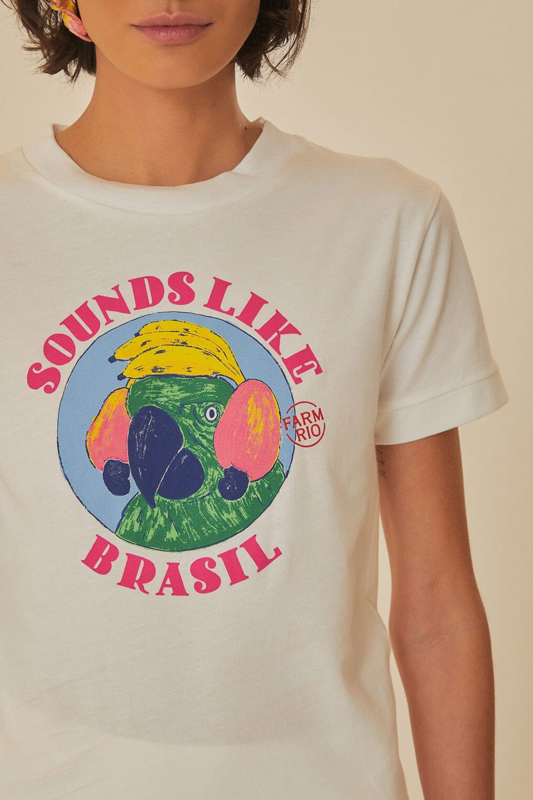 T-shirt Sounds Like Brasil Baby Look en coton - Blanc