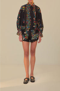 Short Delicate Forest en lin - Noir