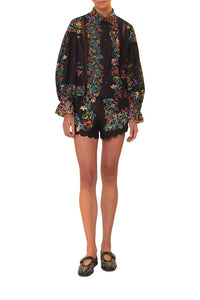 Short Delicate Forest en lin - Noir