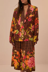 Jupe mi-longueCharming Garden - Marron