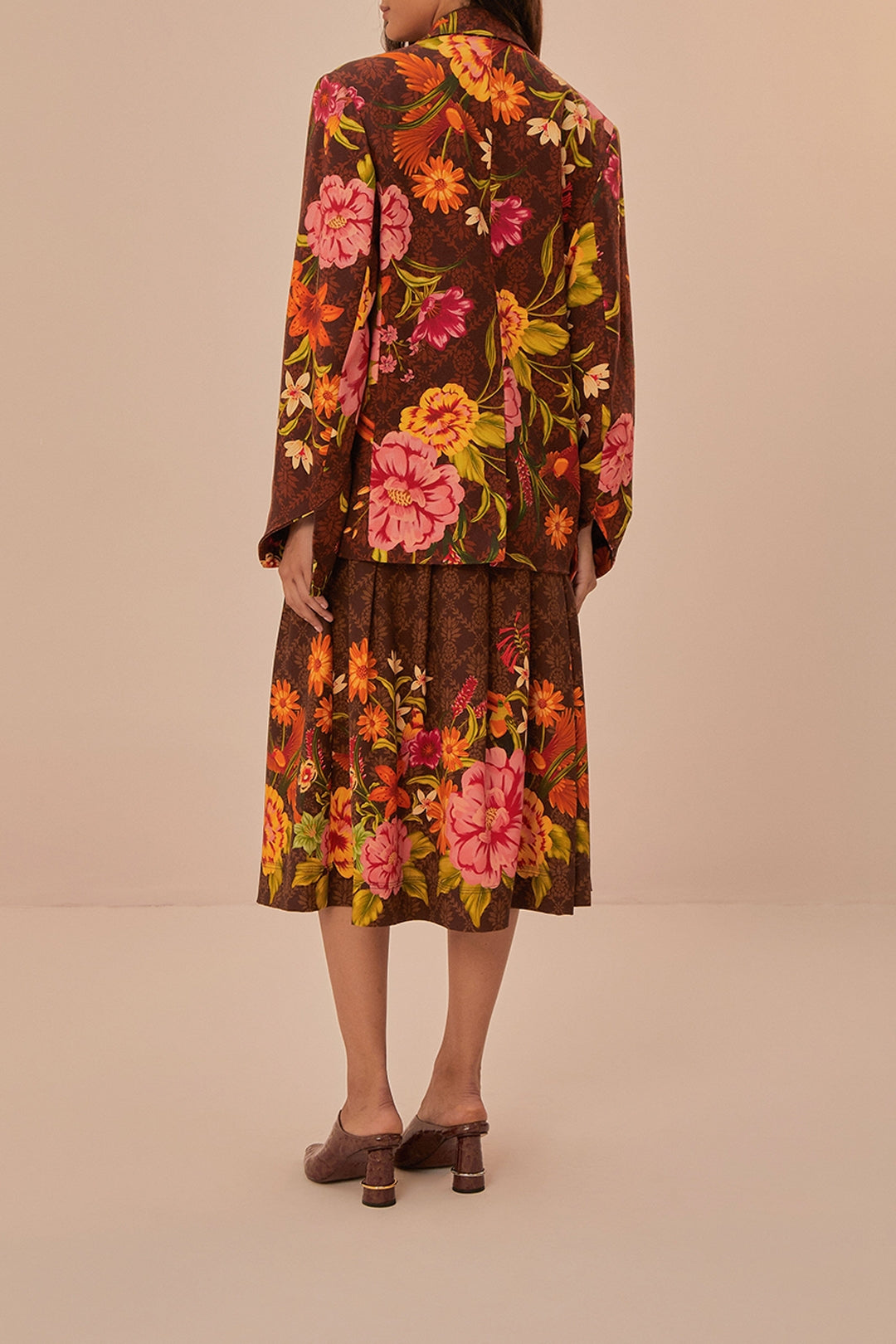Jupe mi-longueCharming Garden - Marron