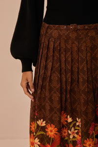 Jupe mi-longueCharming Garden - Marron