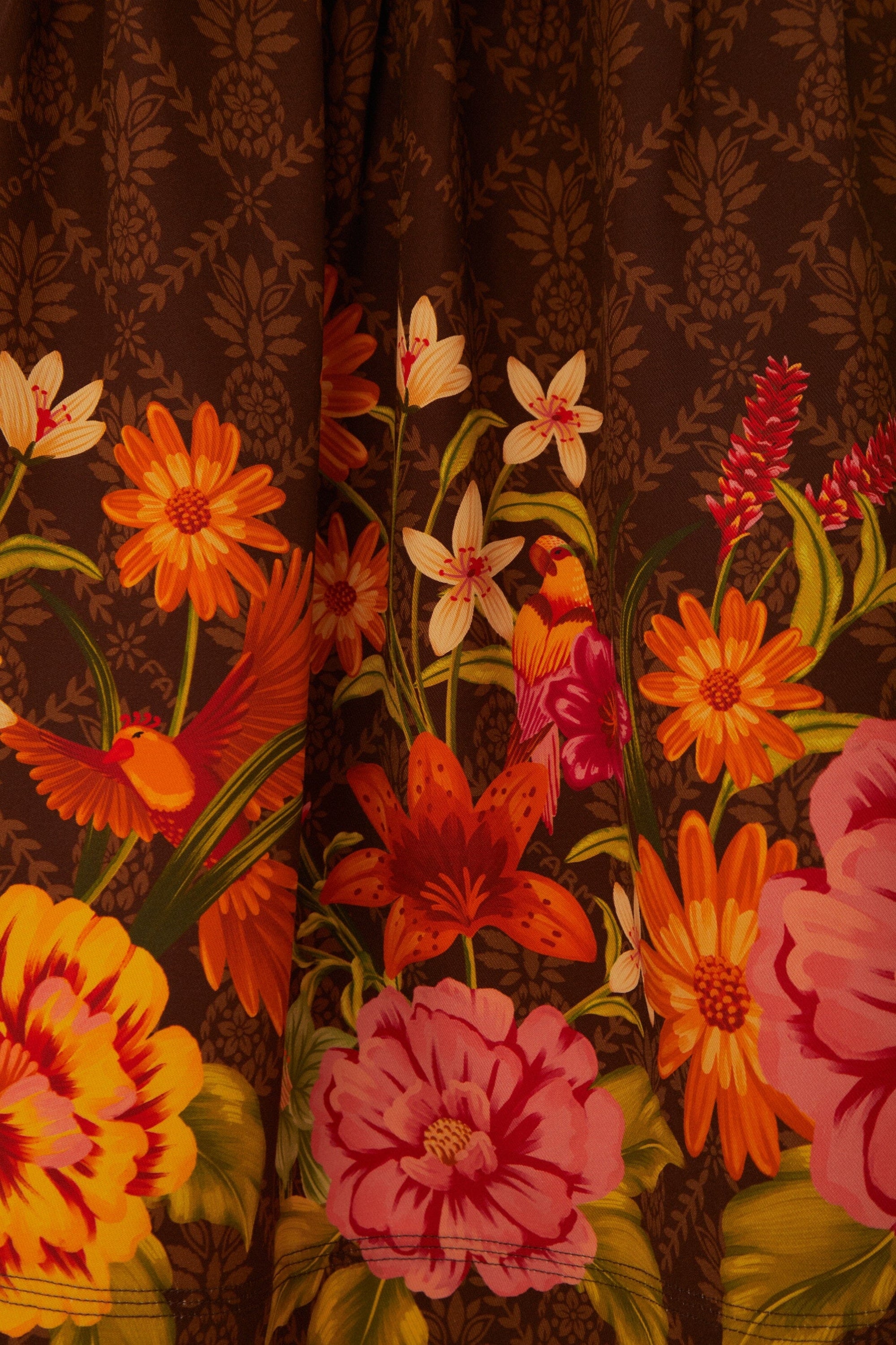 Jupe mi-longueCharming Garden - Marron
