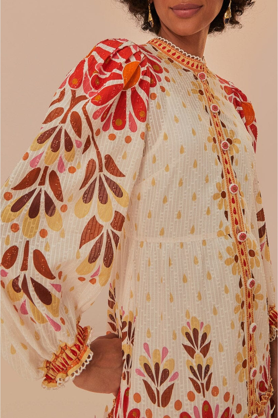 Robe longue Ainika à fleurs en coton - Rouge