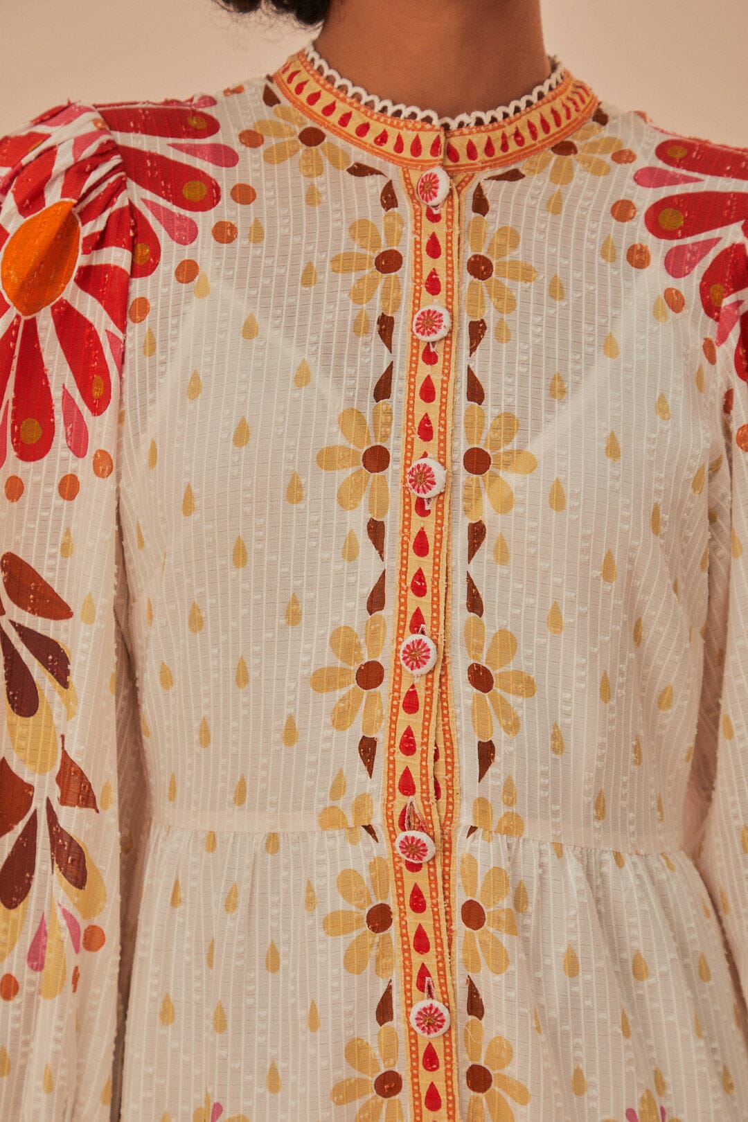 Robe longue Ainika à fleurs en coton - Rouge