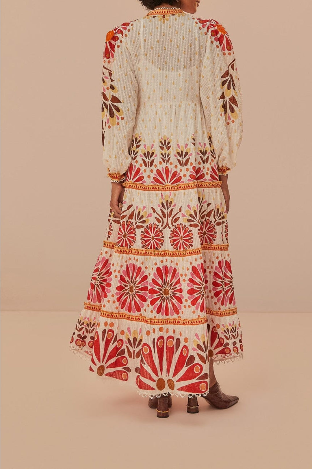 Robe longue Ainika à fleurs en coton - Rouge