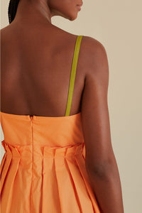 Robe midi sans manches bicolore en coton - Orange