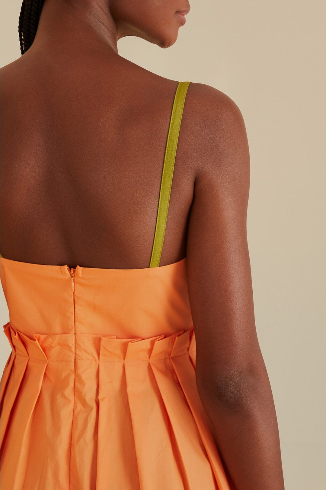 Robe midi sans manches bicolore en coton - Orange