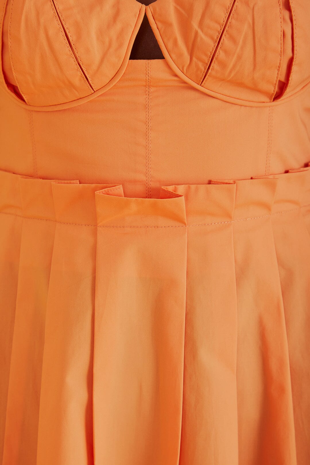 Robe midi sans manches bicolore en coton - Orange