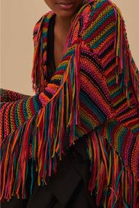 Cardigan en maille à rayures colorées - Multicolore