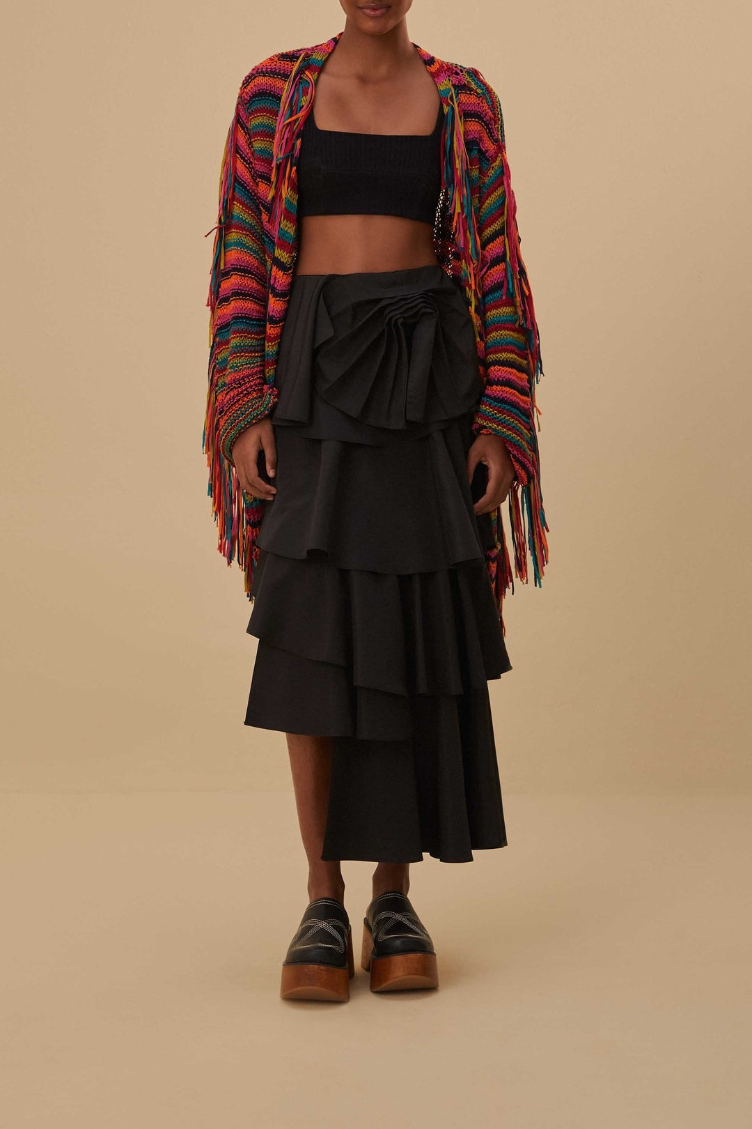 Cardigan en maille à rayures colorées - Multicolore