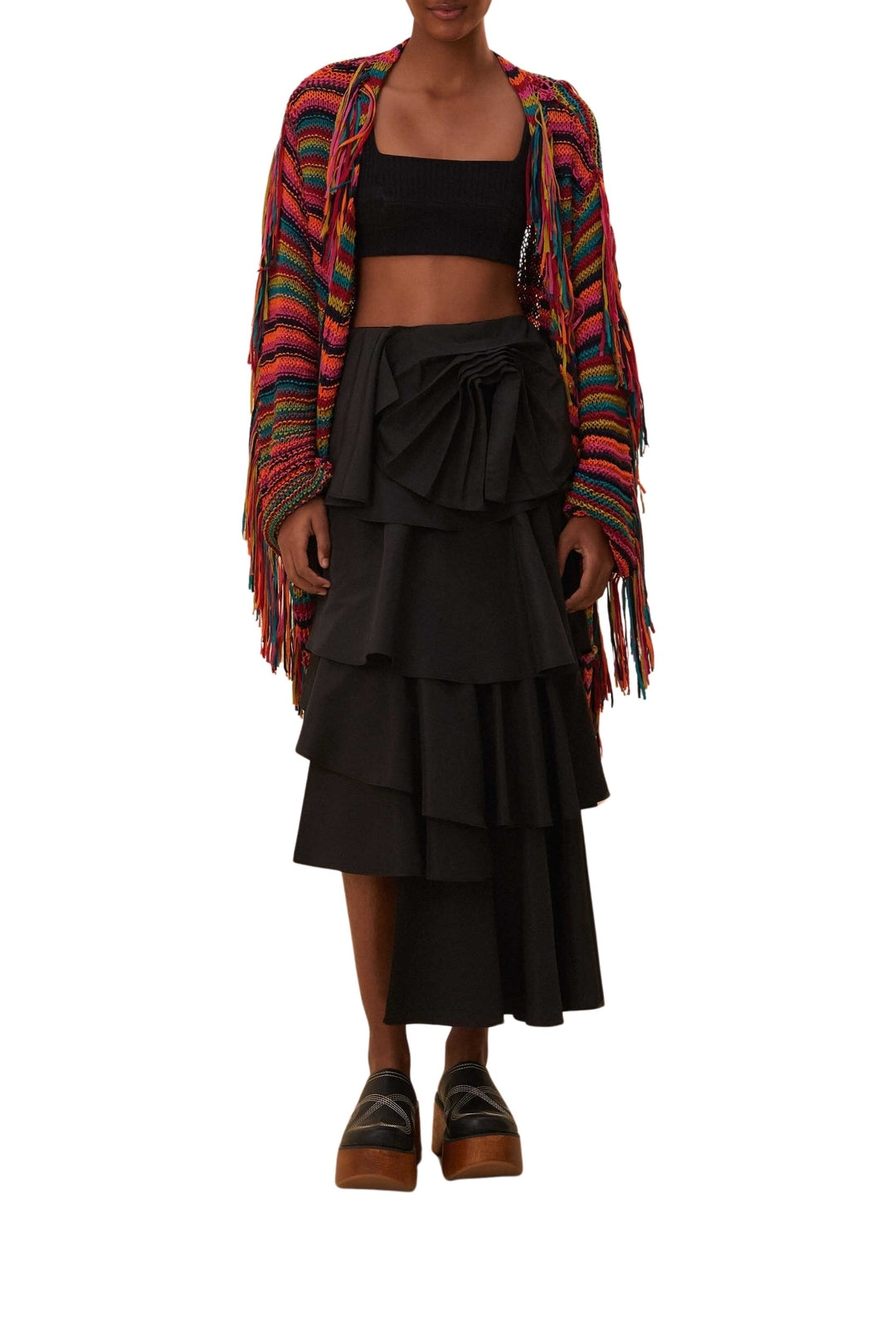 Cardigan en maille à rayures colorées - Multicolore