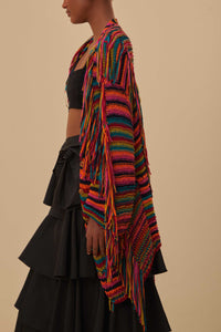 Cardigan en maille à rayures colorées - Multicolore