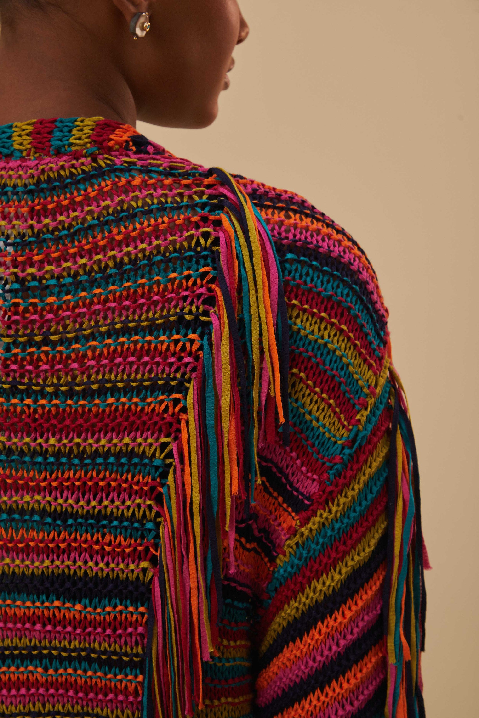 Cardigan en maille à rayures colorées - Multicolore
