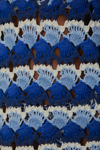 Robe Fan Stitch en crochet en coton - Bleu