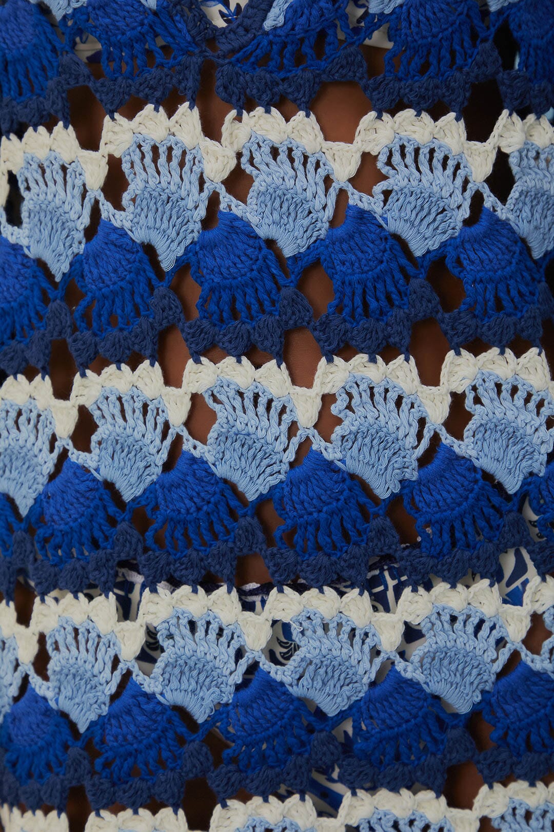 Robe Fan Stitch en crochet en coton - Bleu