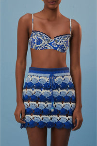 Jupe en crochet bicolore en coton - Bleu