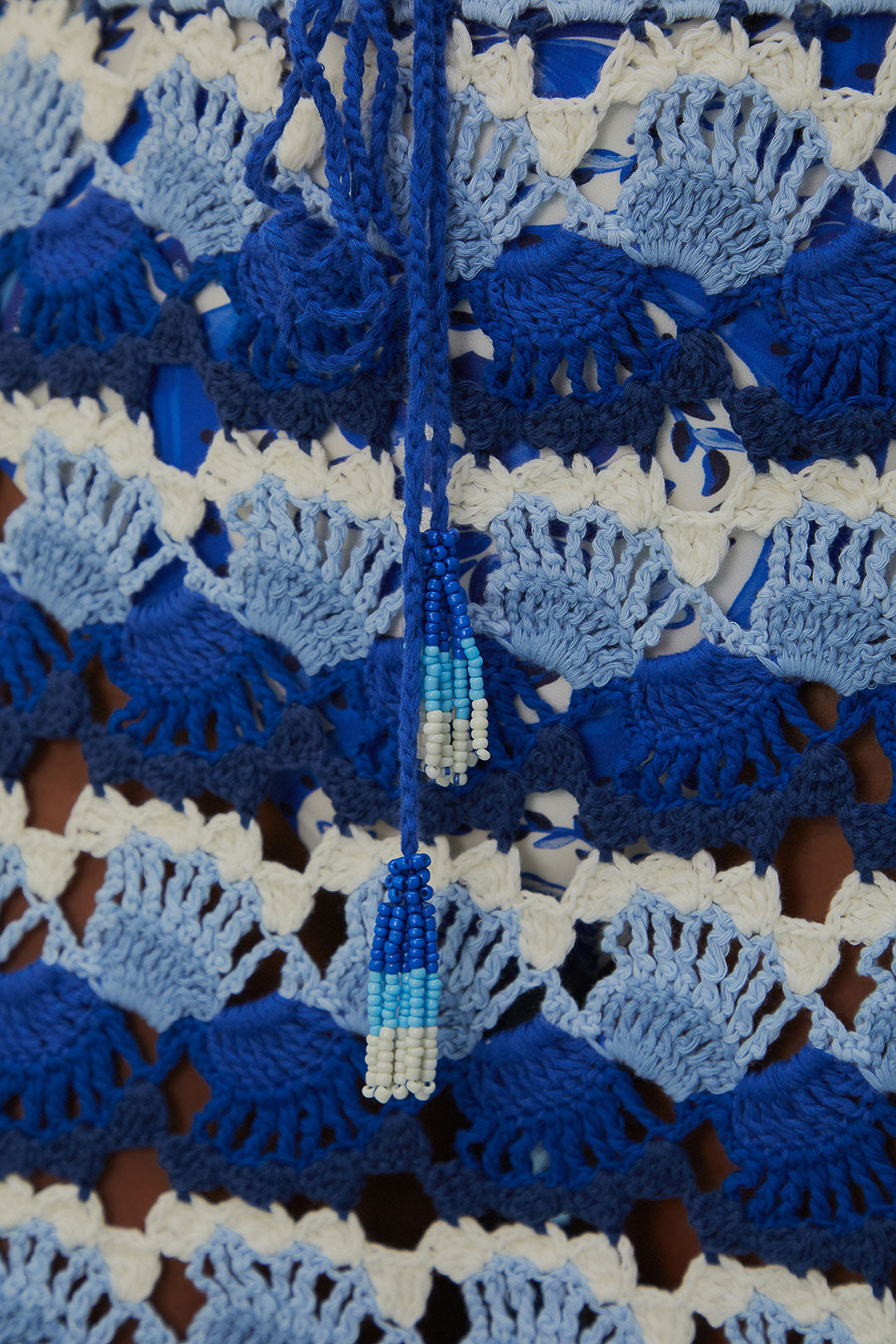 Jupe en crochet bicolore en coton - Bleu