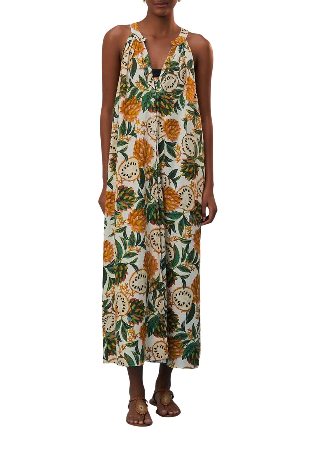 Robe longue Biriba en lin - Orange