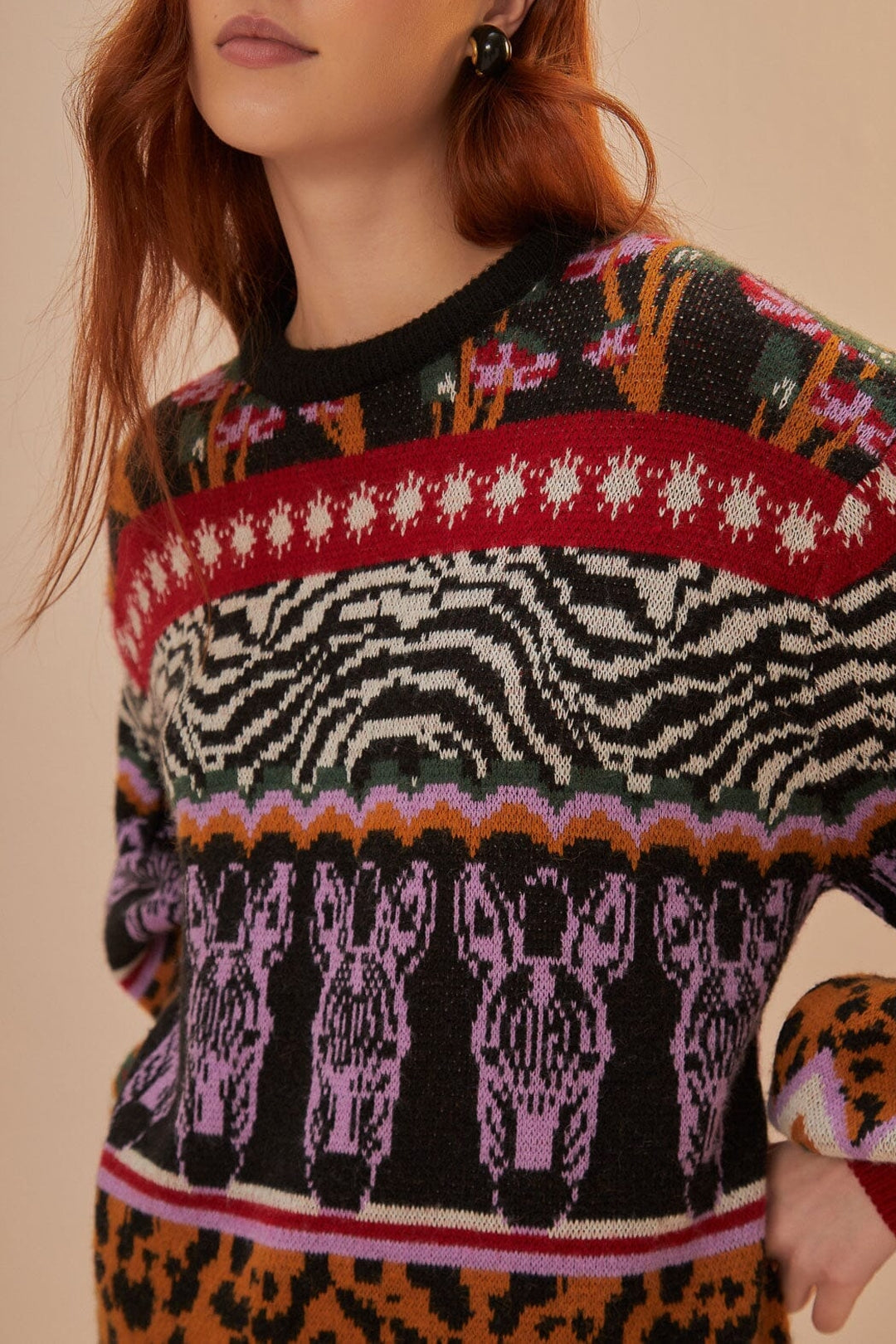 Pull zébré Ainika en maille - Multicolore