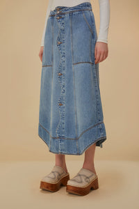 Jupe en denim à volants - Bleu