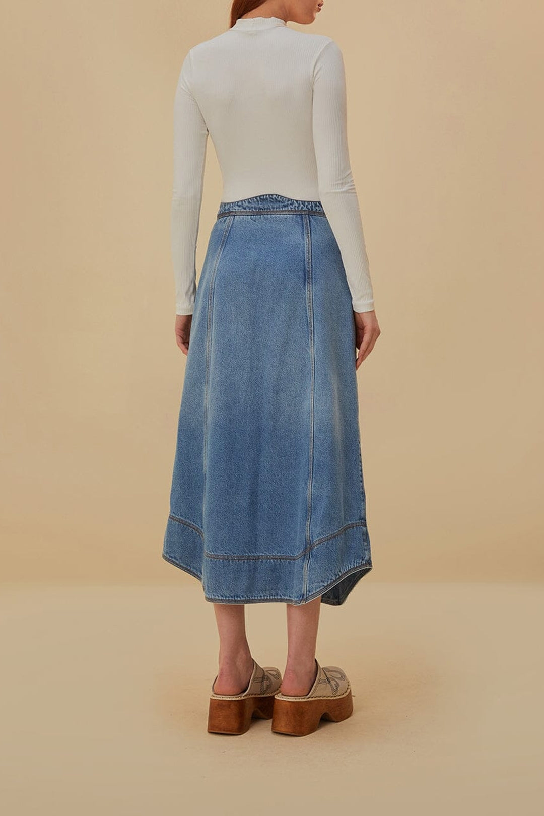 Jupe en denim à volants - Bleu