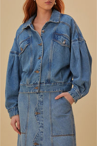 Veste bomber en denim - Bleu