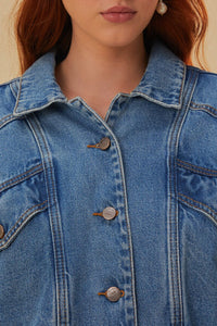 Veste bomber en denim - Bleu