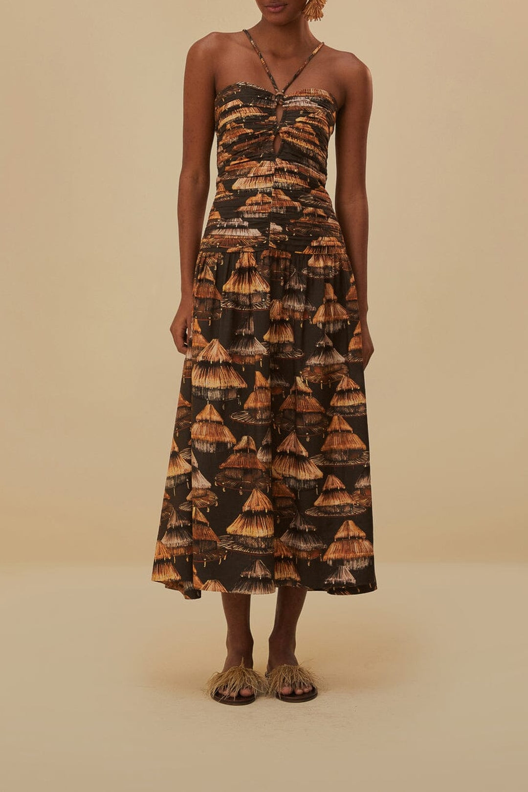 Robe longue Shuhu sans manches en coton mélangé - Marron