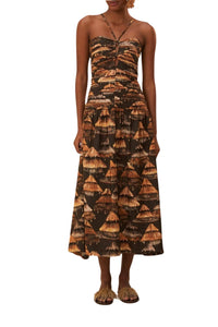Robe longue Shuhu sans manches en coton mélangé - Marron