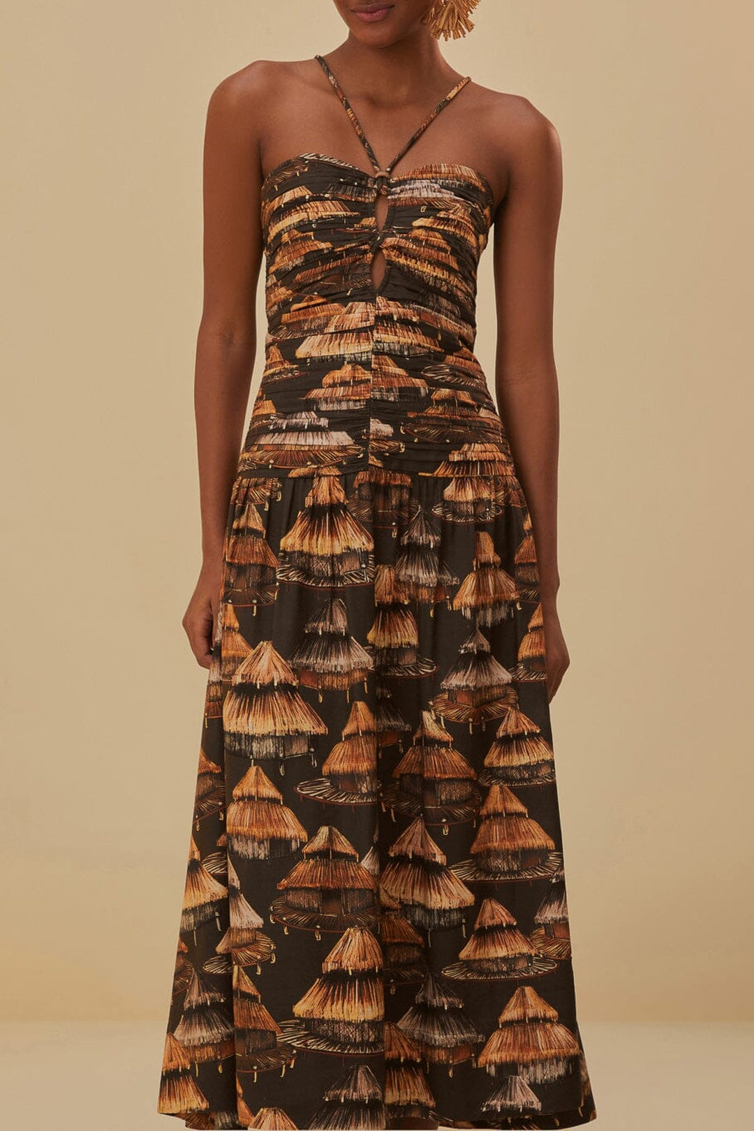 Robe longue Shuhu sans manches en coton mélangé - Marron