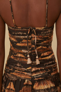 Robe longue Shuhu sans manches en coton mélangé - Marron