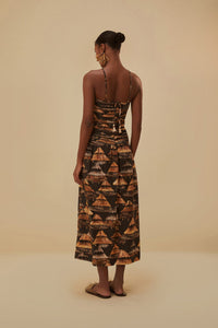 Robe longue Shuhu sans manches en coton mélangé - Marron