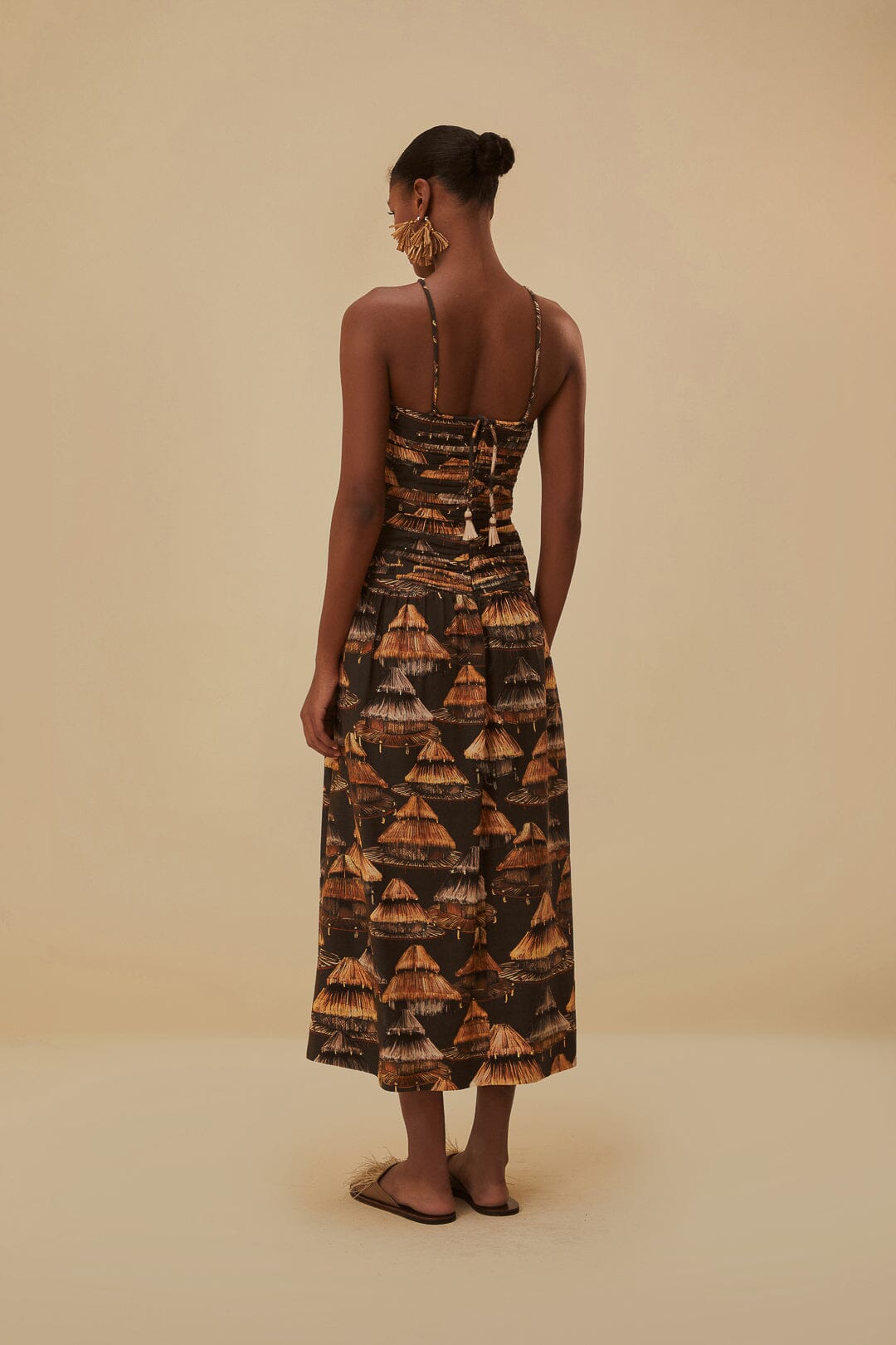 Robe longue Shuhu sans manches en coton mélangé - Marron