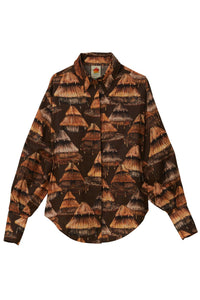 Chemise Shuhu à manches longues en coton mélangé - Marron