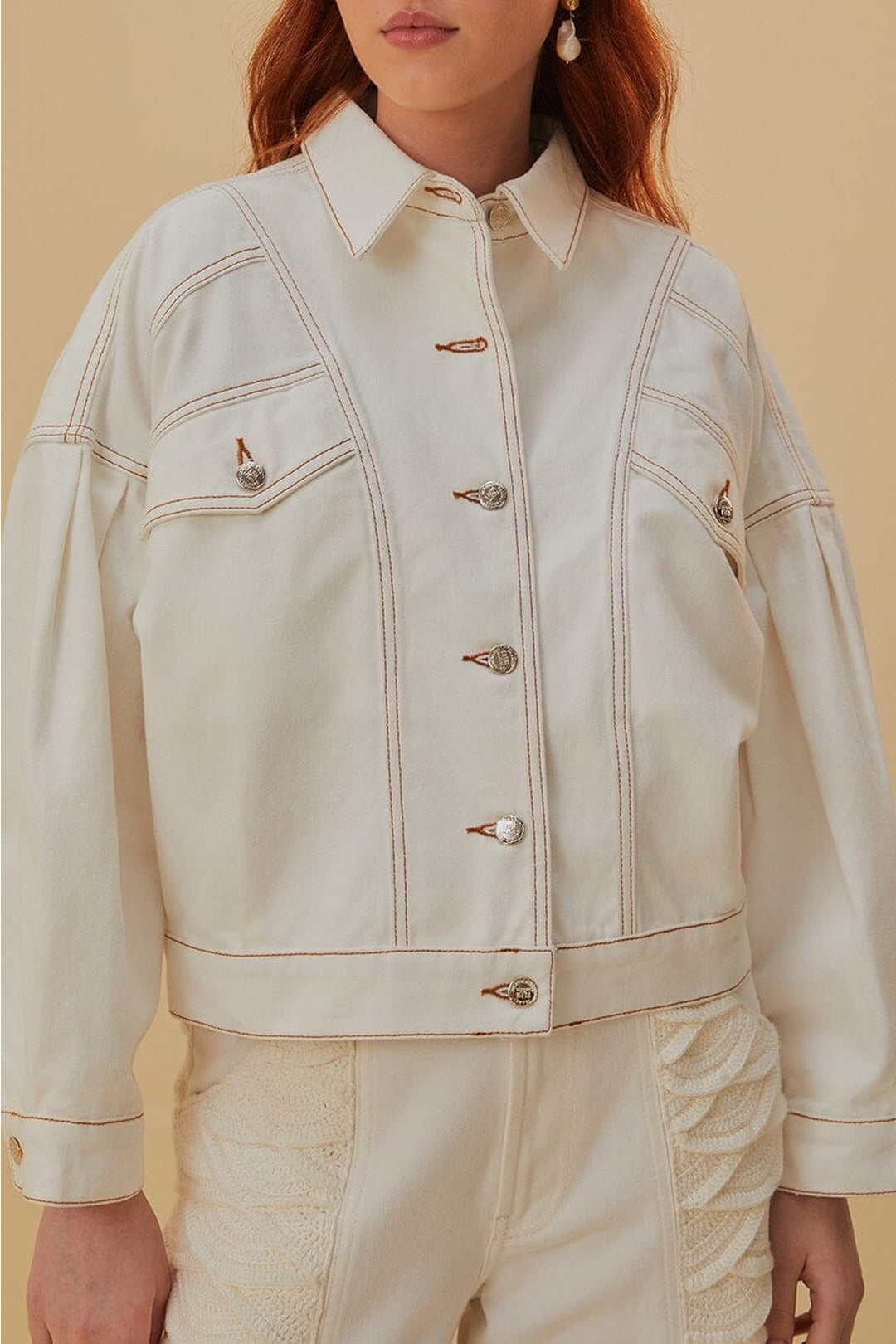 Veste bomber en denim - Blanc