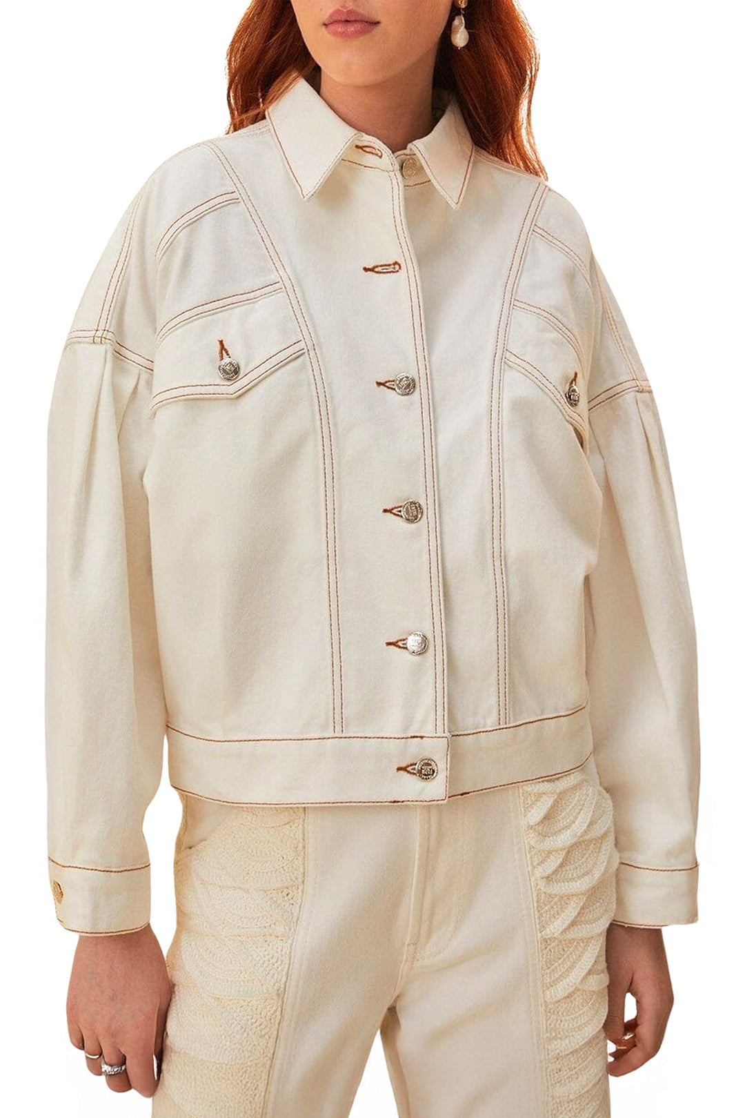 Veste bomber en denim - Blanc
