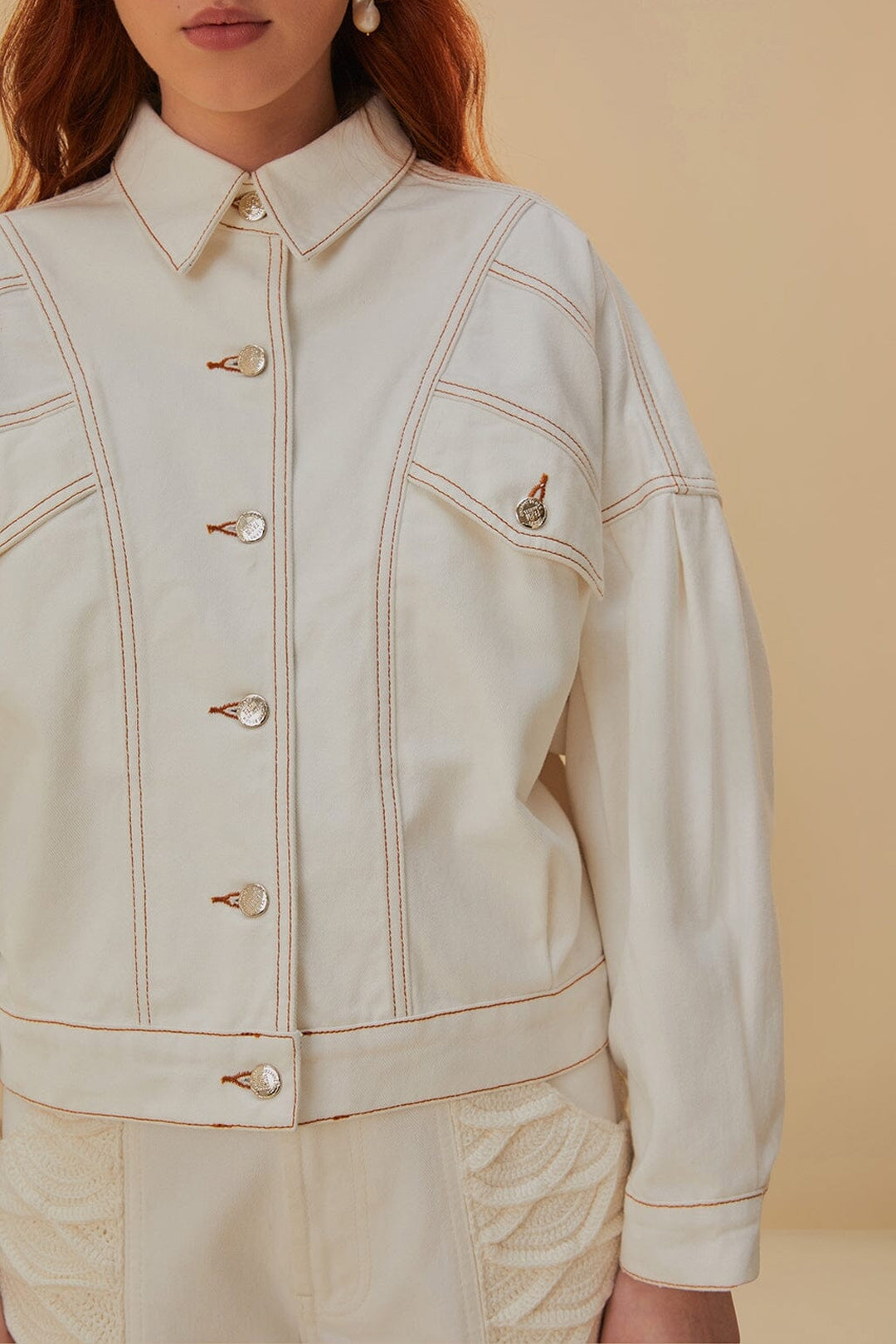Veste bomber en denim - Blanc