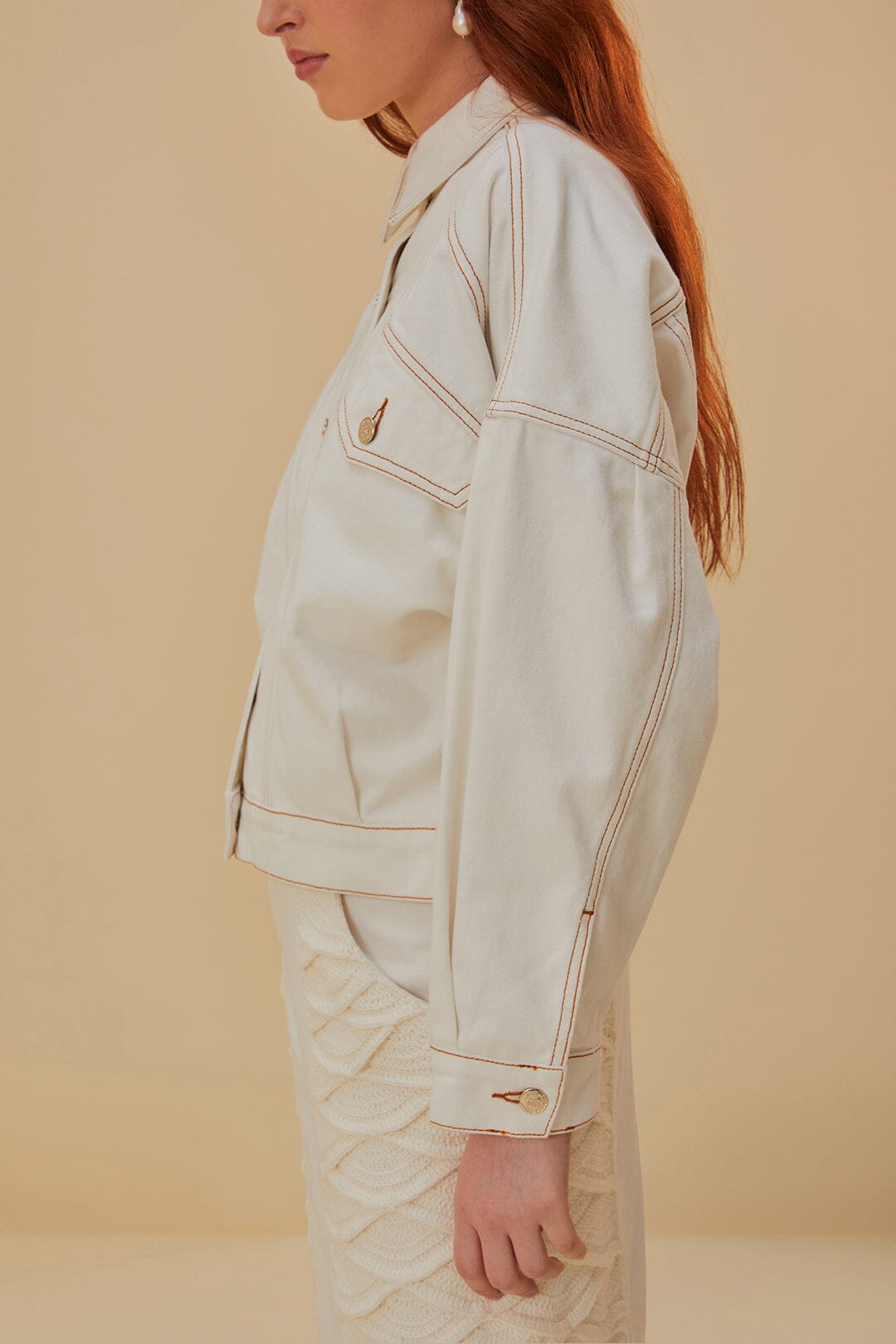 Veste bomber en denim - Blanc