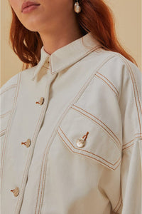 Veste bomber en denim - Blanc