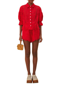 Blouse à œillets Ananas en coton - Rouge