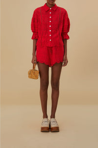 Short Ananas à œillets en coton - Rouge