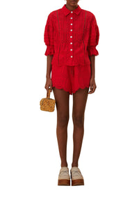 Short Ananas à œillets en coton - Rouge