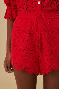 Short Ananas à œillets en coton - Rouge