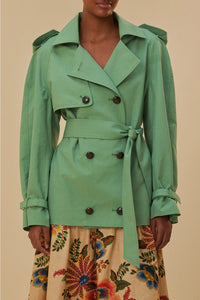 Trenchcoat court en coton - Vert