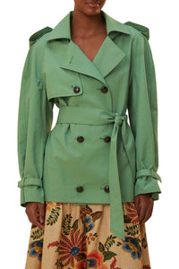 Trenchcoat court en coton - Vert