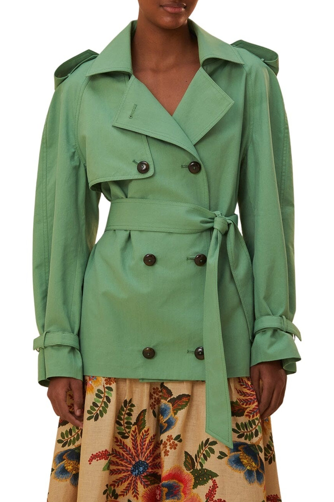 Trenchcoat court en coton - Vert